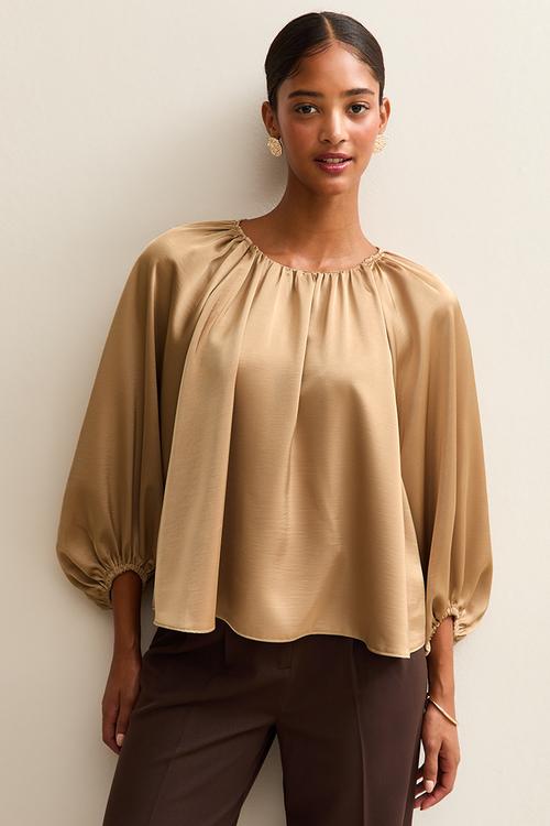 Ec shaun satin crew blouse - 93 gold