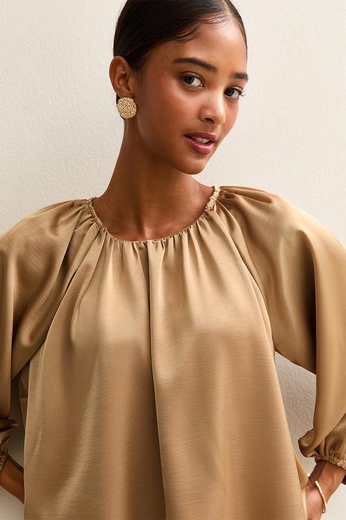 Ec shaun satin crew blouse - 93 gold