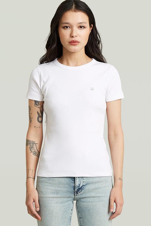 Slim rib r t wmn - White