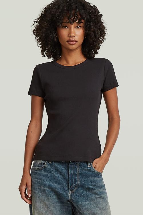 Slim rib r t wmn - Dk black