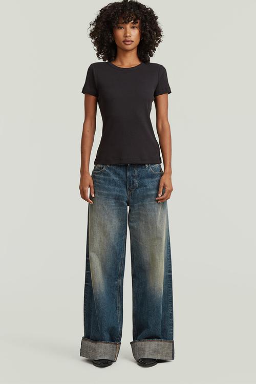 Slim rib r t wmn - Dk black