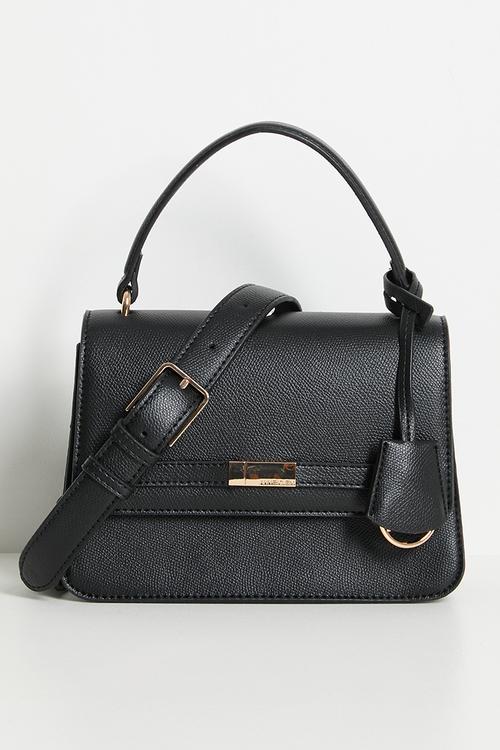 Exclusive Flap Saddle With Detachable Strap Bag -Black
