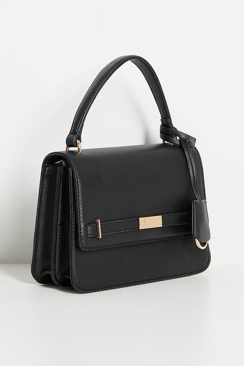 Exclusive Flap Saddle With Detachable Strap Bag -Black