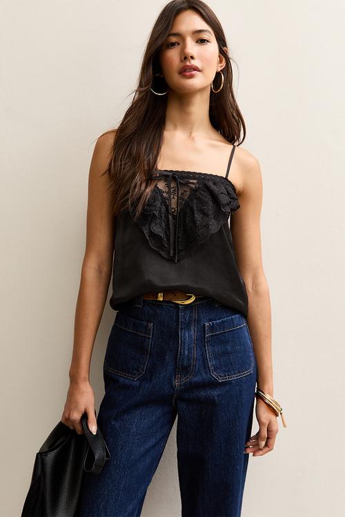 Levi lace frill cami - 01 black