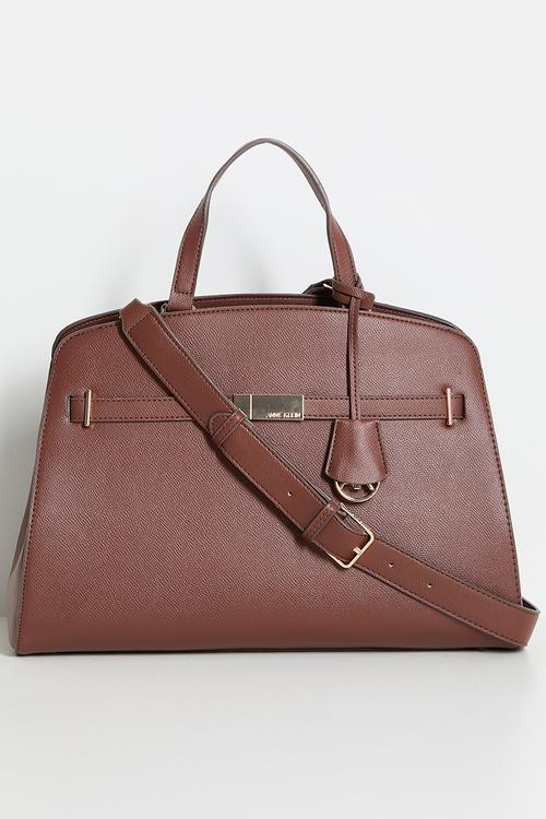 Exclusive Large Satchel With Detachable Strap Bag-Walnut