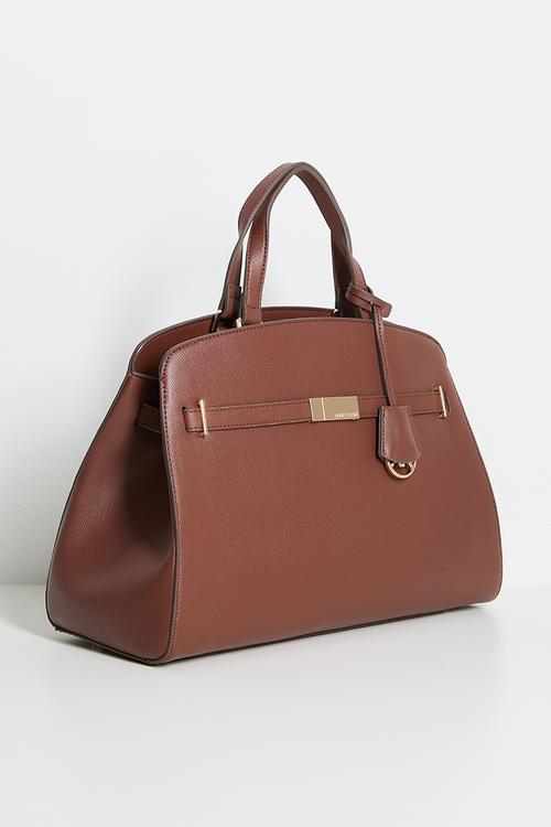 Exclusive Large Satchel With Detachable Strap Bag-Walnut