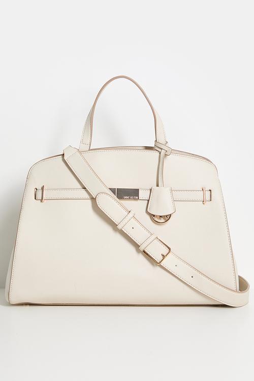 Exclusive Large Satchel With Detachable Strap Bag-Parchment