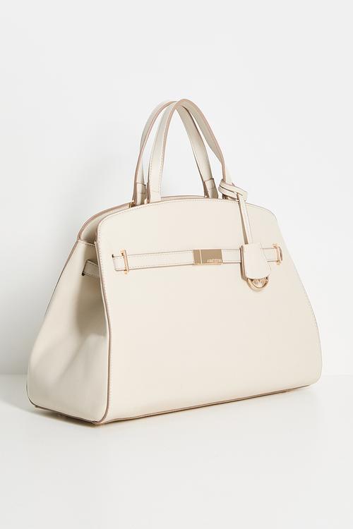 Exclusive Large Satchel With Detachable Strap Bag-Parchment
