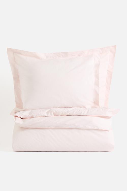 Double/king cotton percale duvet cover set - light pink 