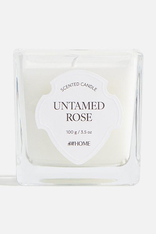 Small scented candle in glass holder - untamed rose