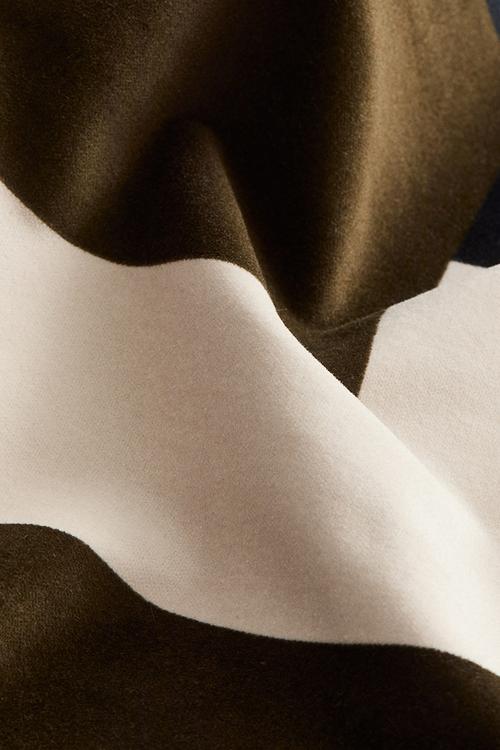 Velvet cushion cover - khaki green/colour block