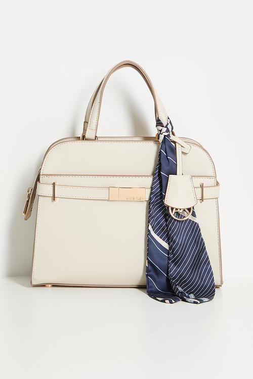 Exclusive Medium Satchel With Detachable Strap Bag-Parchment