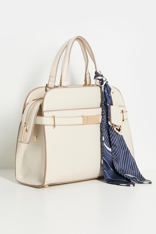 Exclusive Medium Satchel With Detachable Strap Bag-Parchment