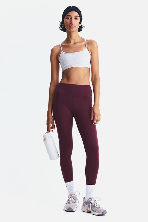 Pocket-detail sports leggings with drymove™ - light burgundy