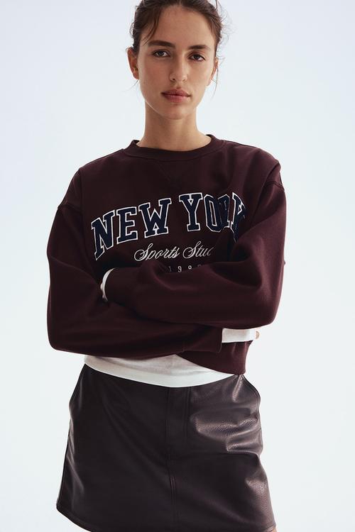 Text-motif sweatshirt - burgundy new york
