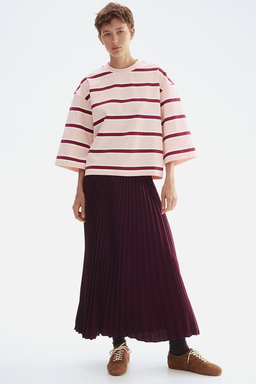 Loose-fit cotton top - powder pink striped