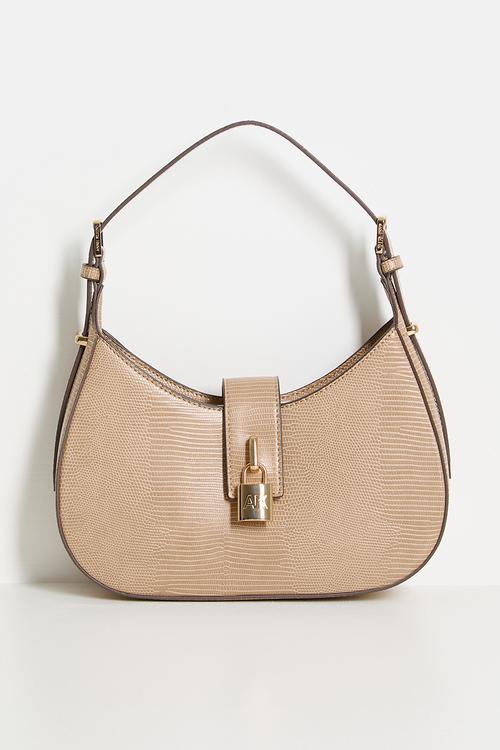 Exclusive Small Curved Shoulder Bag With Detachable Strap-Mocha