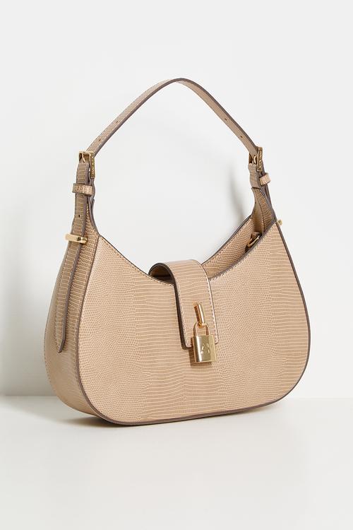 Exclusive Small Curved Shoulder Bag With Detachable Strap-Mocha