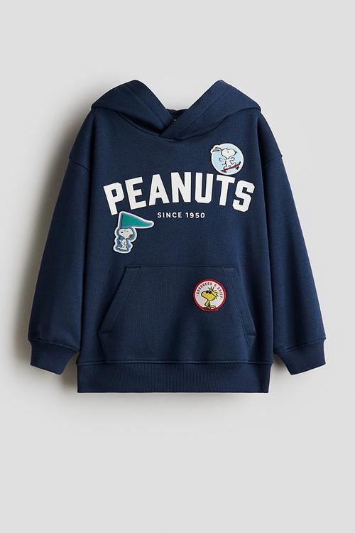 Printed hoodie - navy blue snoopy