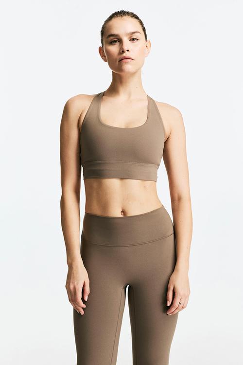 Medium support sports bra with softmove™ - dark beige