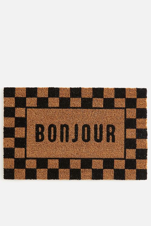 Printed coir doormat - beige/bonjour 