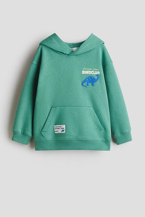 Print-detail hoodie - turquoise dinoclub