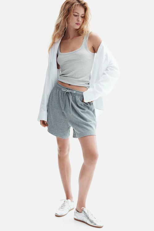 Ribbed vest top - light grey marl