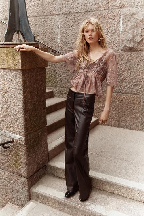 Coated trousers - dark brown