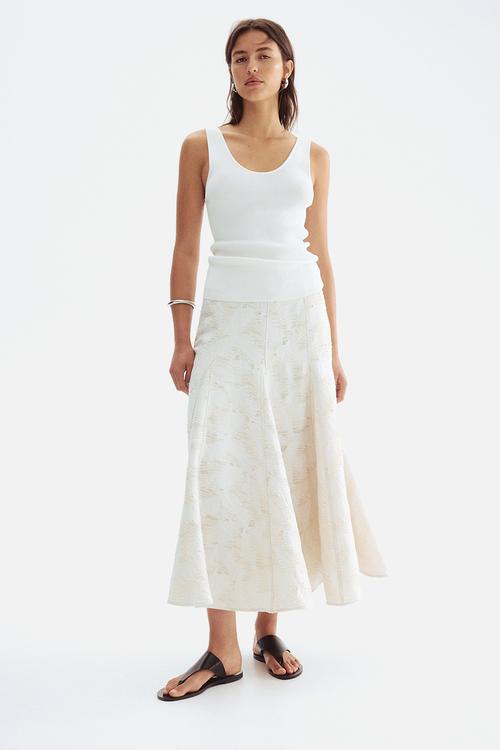 Jacquard-weave skirt - cream