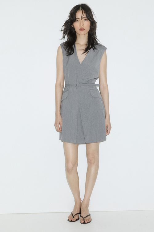 Belted dress - grey marl