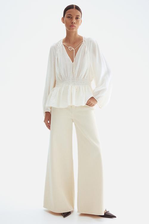 Smocked blouse - white