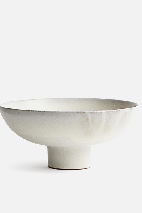 Hand-glazed serving bowl - light beige