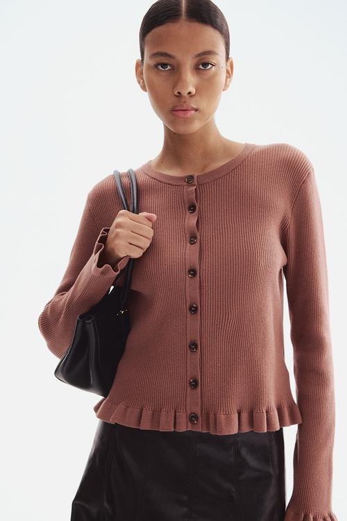 Rib-knit cardigan - dusty pink