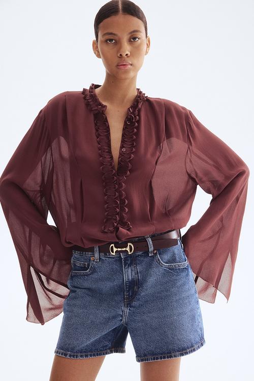 Crêpe blouse - burgundy