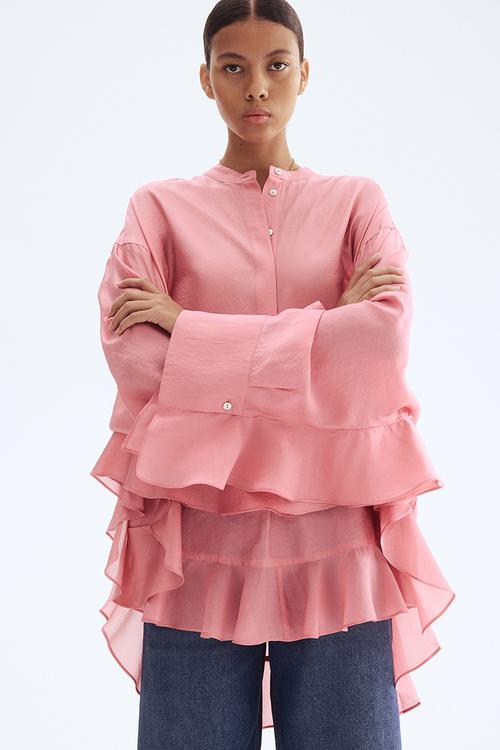 Flounced blouse - pink