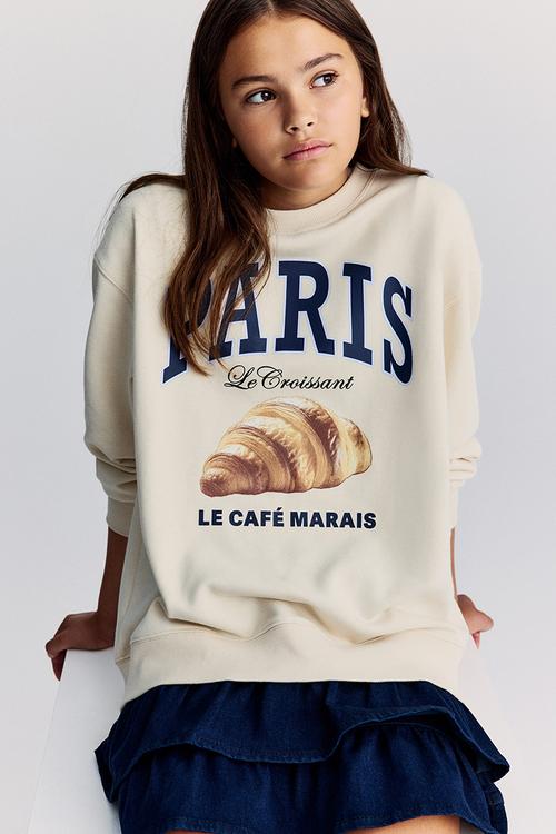 Printed sweatshirt - cream paris