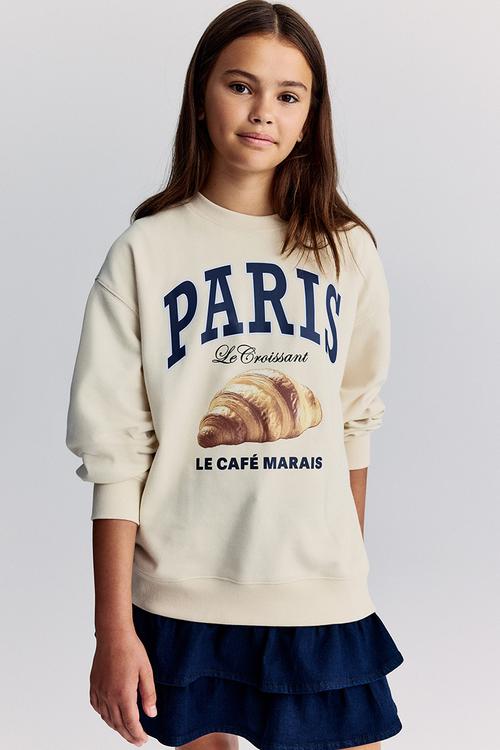 Printed sweatshirt - cream paris
