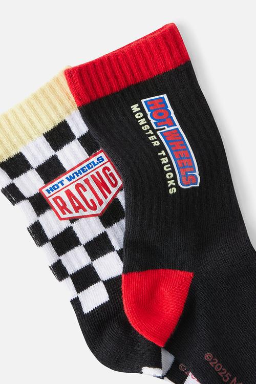 2Pk Lcn Crew Sock - Lcn Mat Phantom/Hot Wheels Gingham 1