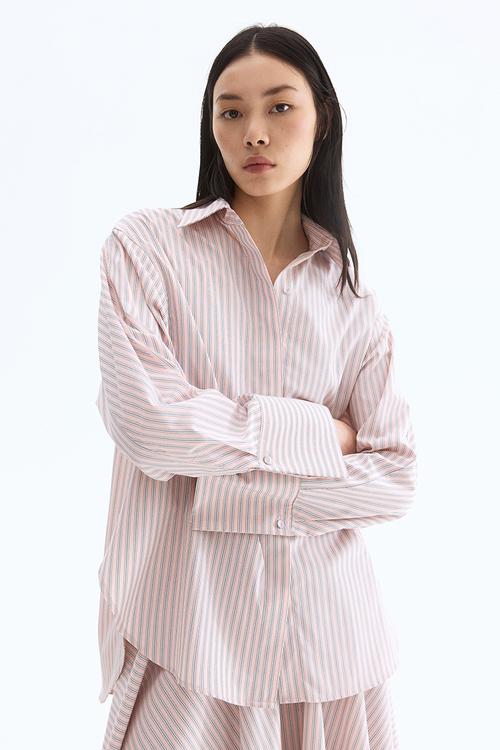 Jacquard-weave shirt - powder pink striped