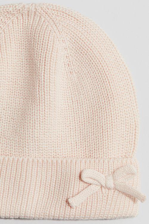 Bow-detail cotton beanie - powder pink