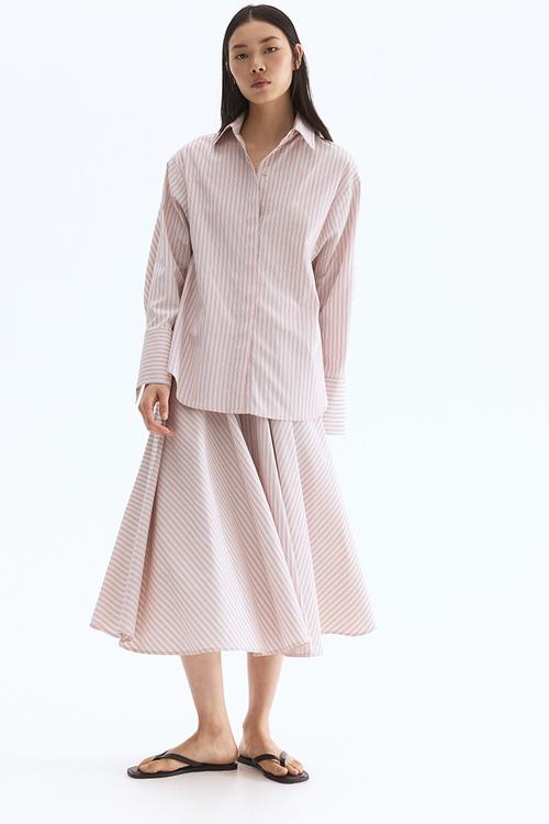 Jacquard-weave skirt - powder pink striped