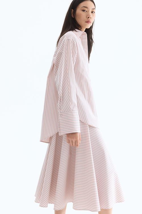 Jacquard-weave skirt - powder pink striped
