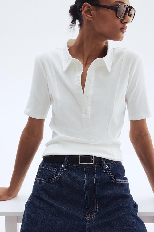 Collared top - white