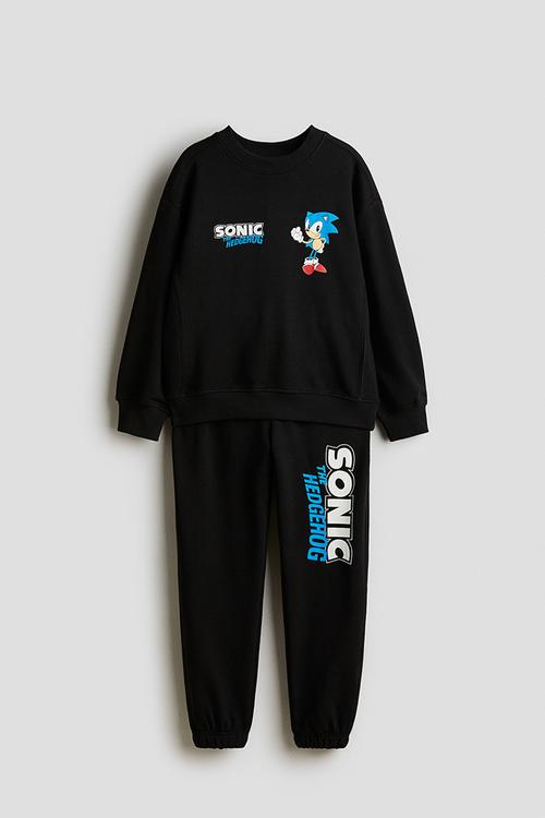2-piece sweatshirt set - black sonic the hedgehog