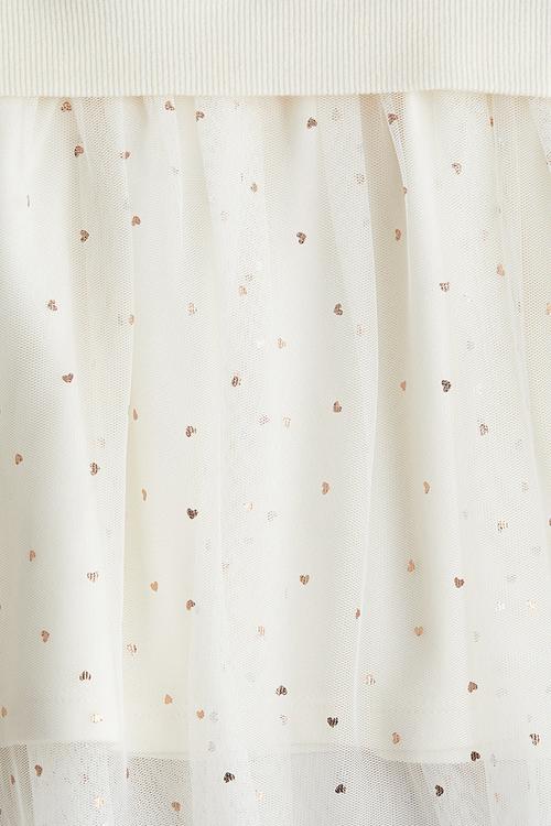 Printed tulle-skirt sweatshirt dress - white minnie mouse