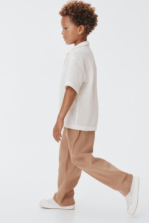 Linen-blend joggers - light brown 