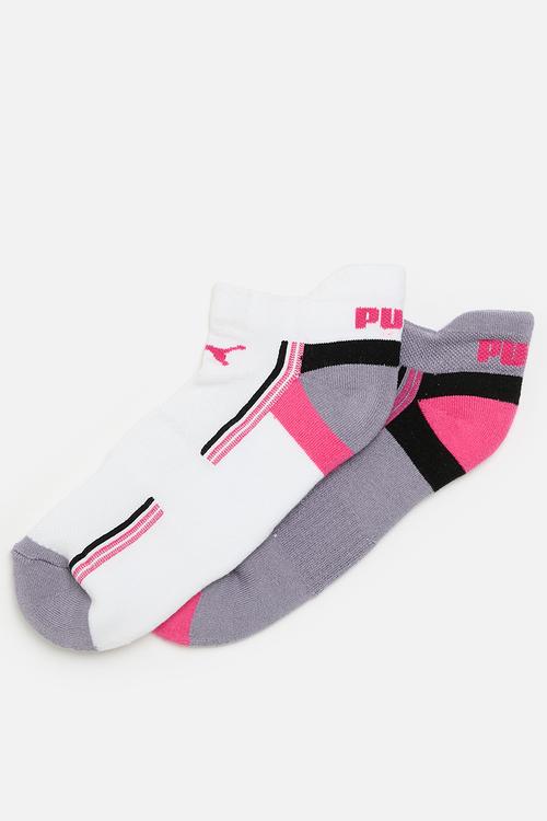 Ladies 2 pack technical running sock - pink/white