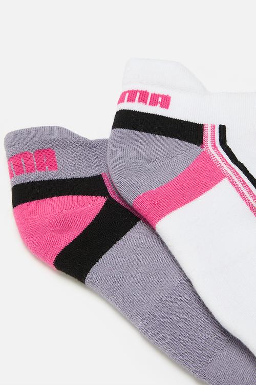Ladies 2 pack technical running sock - pink/white