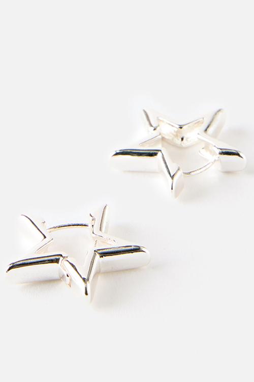Star stud charm earring - silver