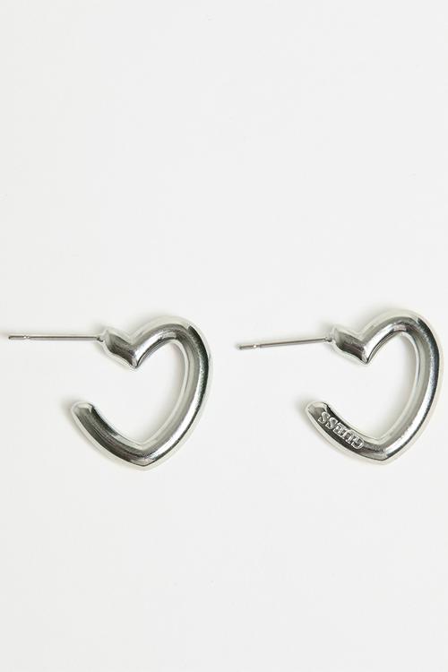 Iconique  Heart Shape Hoops - Silver
